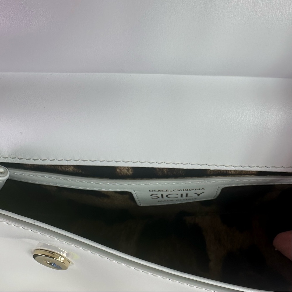 NEW Dolce & Gabbana Sicily East West Satchel Patent Leather w/ Polka Dot Scarf - Picture 5 of 9